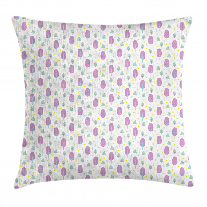 Sun with Trees and Bushes Pillow Cover