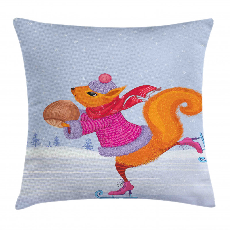 Skating Animal with a Nut Pillow Cover