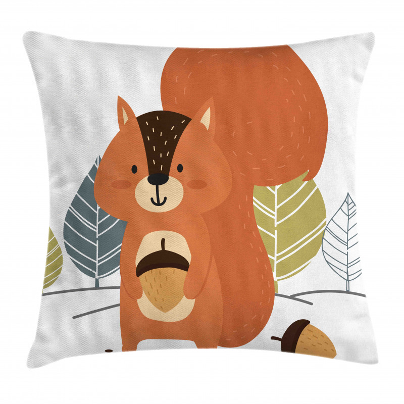 Woodland Trees and Animal Pillow Cover