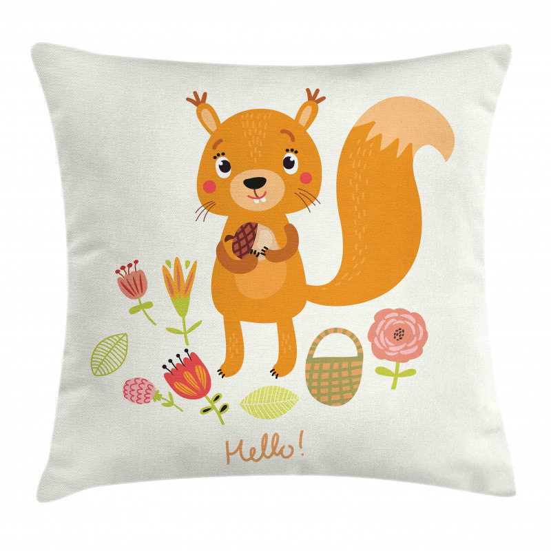 Funny Animal Saying Hello Pillow Cover