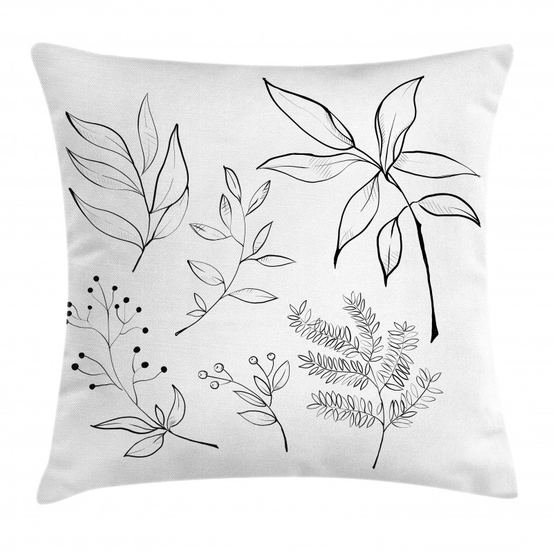 Sketched Botanical Theme Pillow Cover