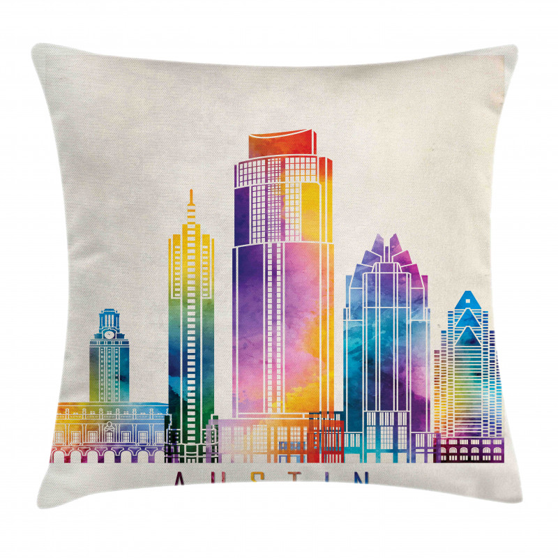 Outlined Monuments Skylines Pillow Cover