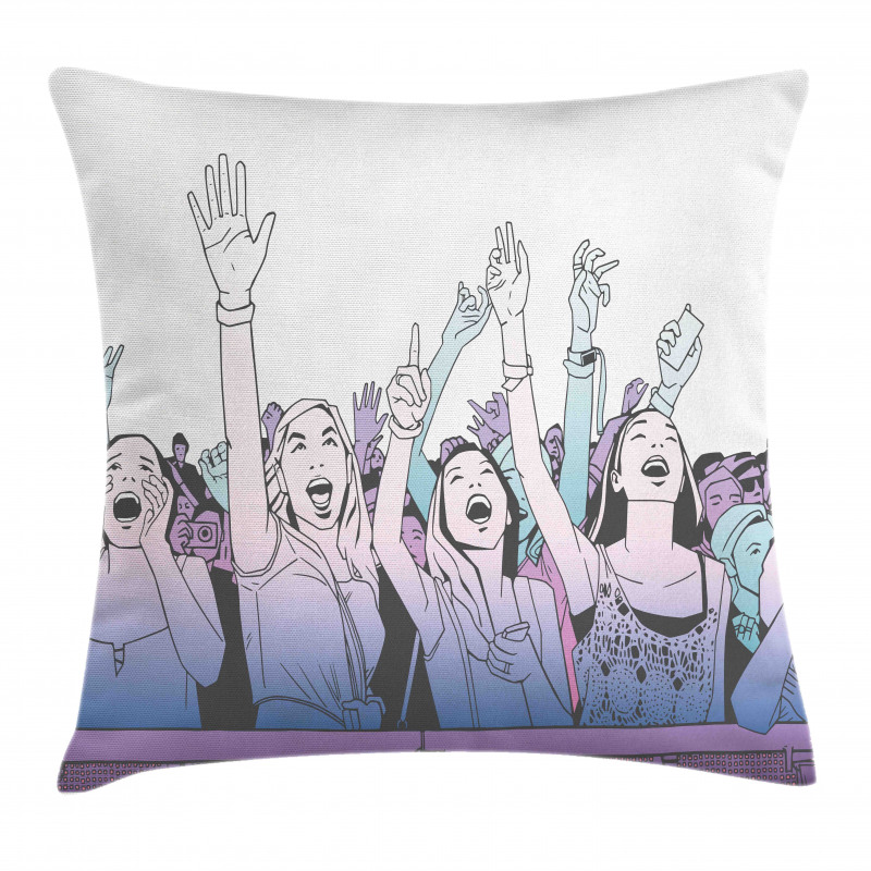 Girl in Front Row Cheering Pillow Cover