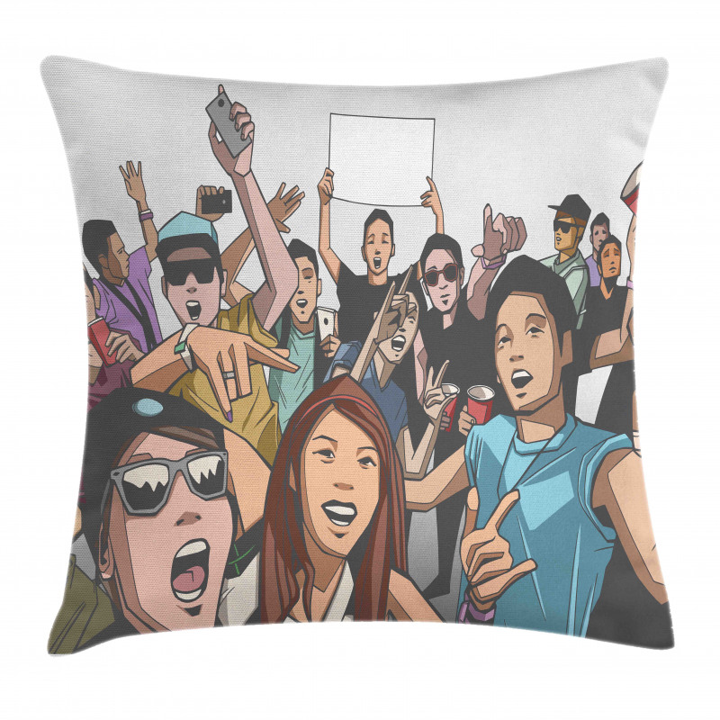 Festival Crowd at the Concert Pillow Cover