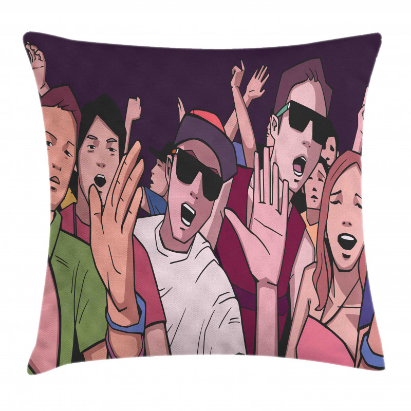 Music Festival Cartoon Image Pillow Cover