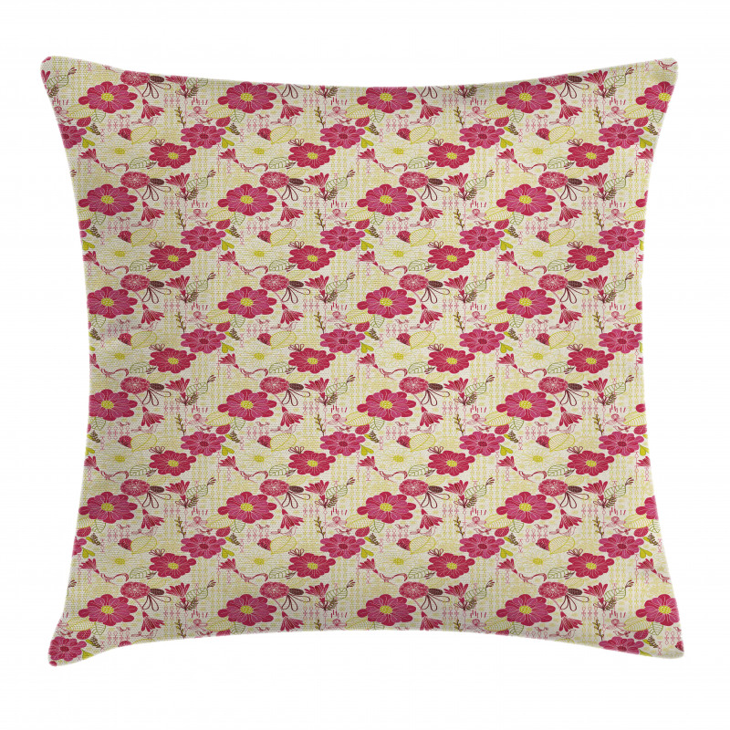 Feminine Floral Pinky Garden Pillow Cover