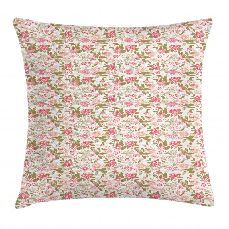 Pink Chrysanthemum Flower Pillow Cover