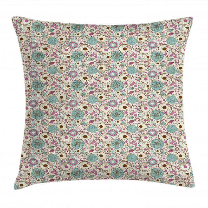 Doodle Floral Bloomed Rose Pillow Cover