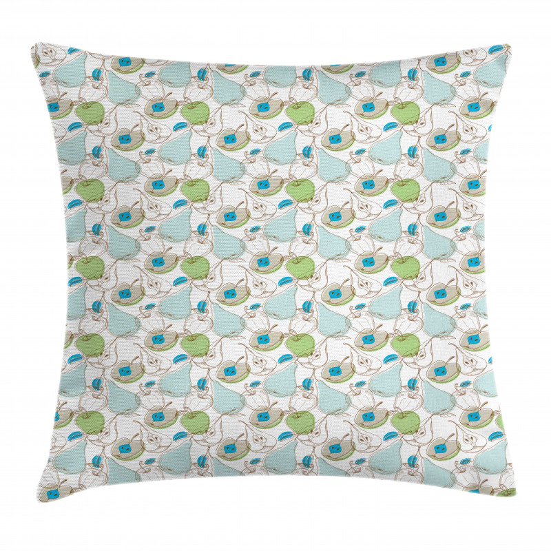 Whole Pears and Apple Slice Pillow Cover