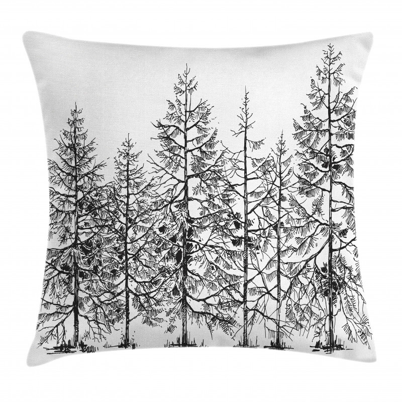 Seasonal Pine Tree Landscape Pillow Cover