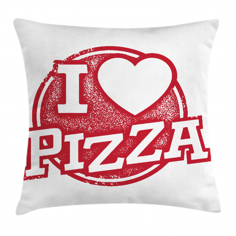 Grunge Love Pizza Lettering Pillow Cover