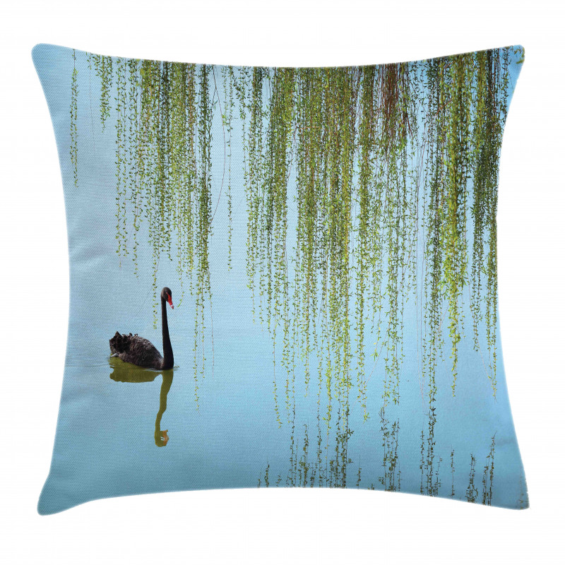 Black Swan on the Lake Pillow Cover