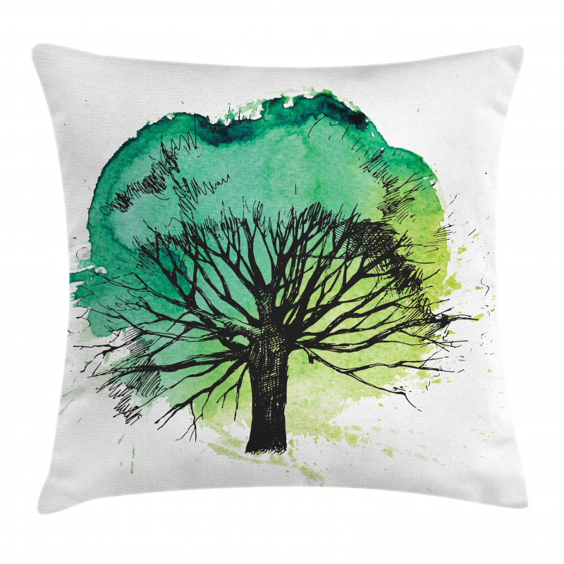 Blended Watercolor Leaf Pillow Cover