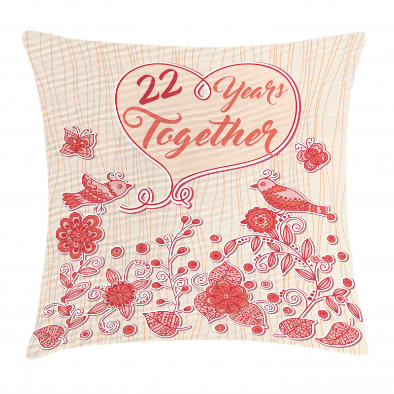 22 Years Together Birds Pillow Cover