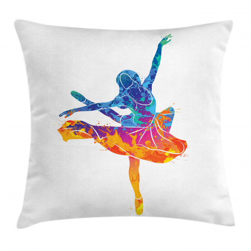 Colorful Ballerina Girl Pose Pillow Cover