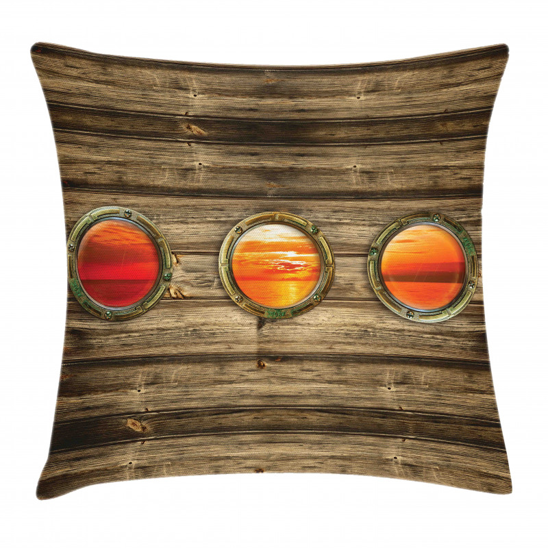 Rustic Wooden Ship Pillow Cover