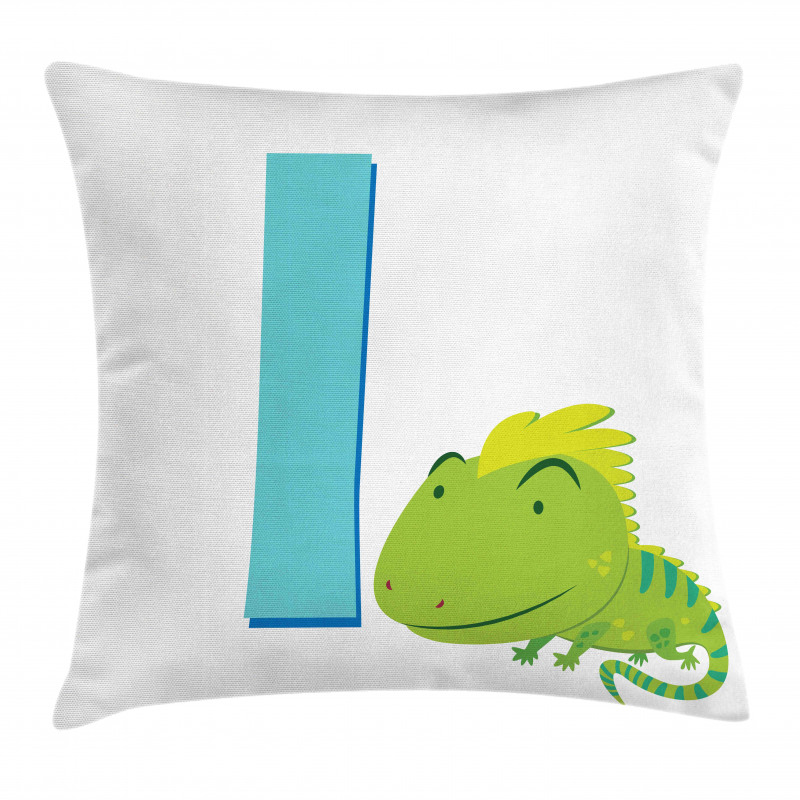 Cartoon Letter I and Animal Pillow Cover