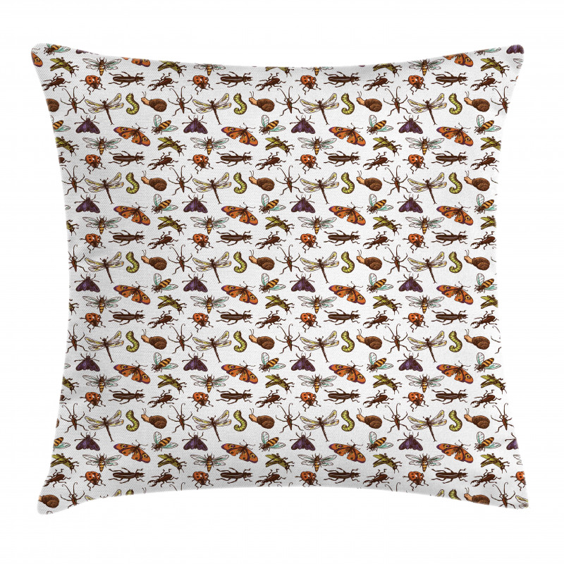 Grasshopper Ladybug Butterfly Pillow Cover