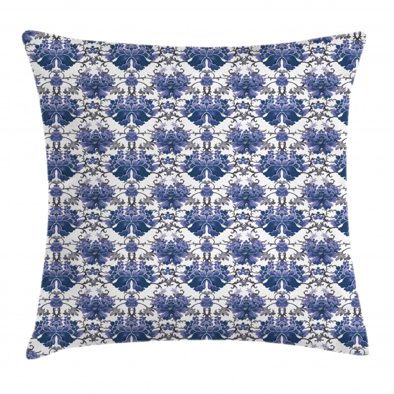 Symmetrical Oriental Nature Pillow Cover