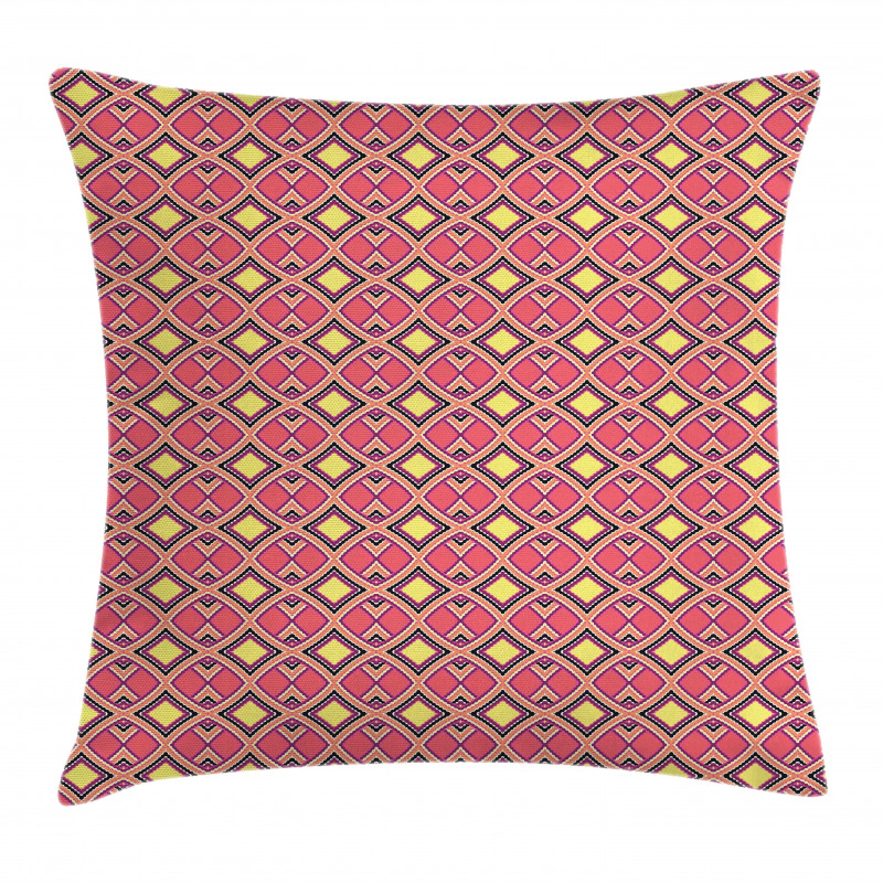 Wavy Lines and Rhombuses Pillow Cover