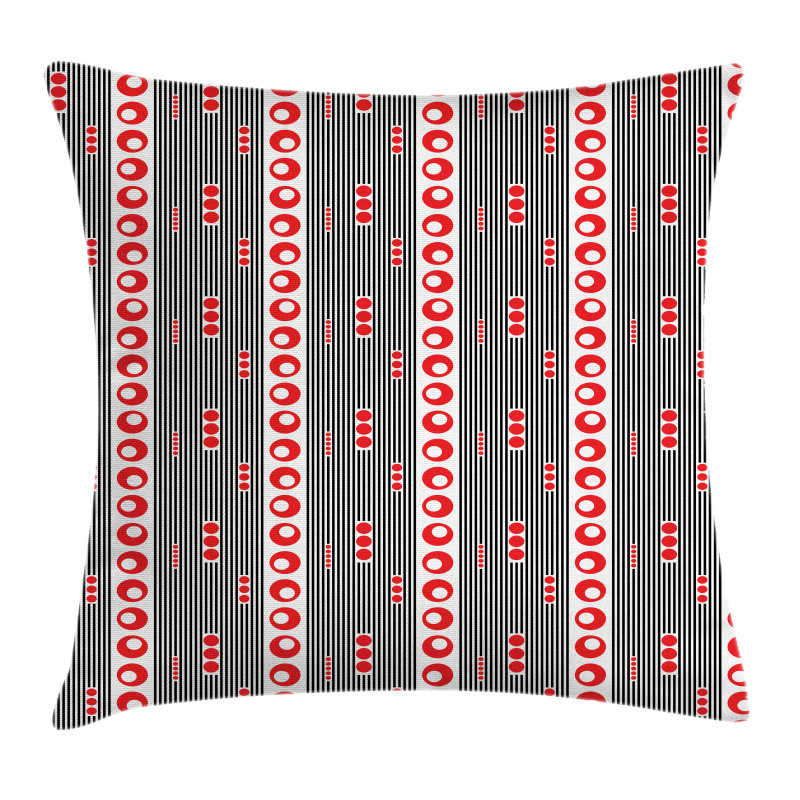 Vertical Stripes Circles Pillow Cover