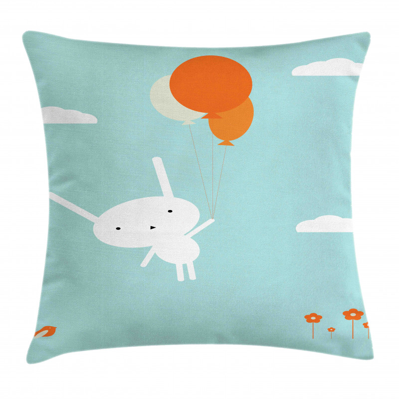 Flying Rabbit Balloons Sky Pillow Cover