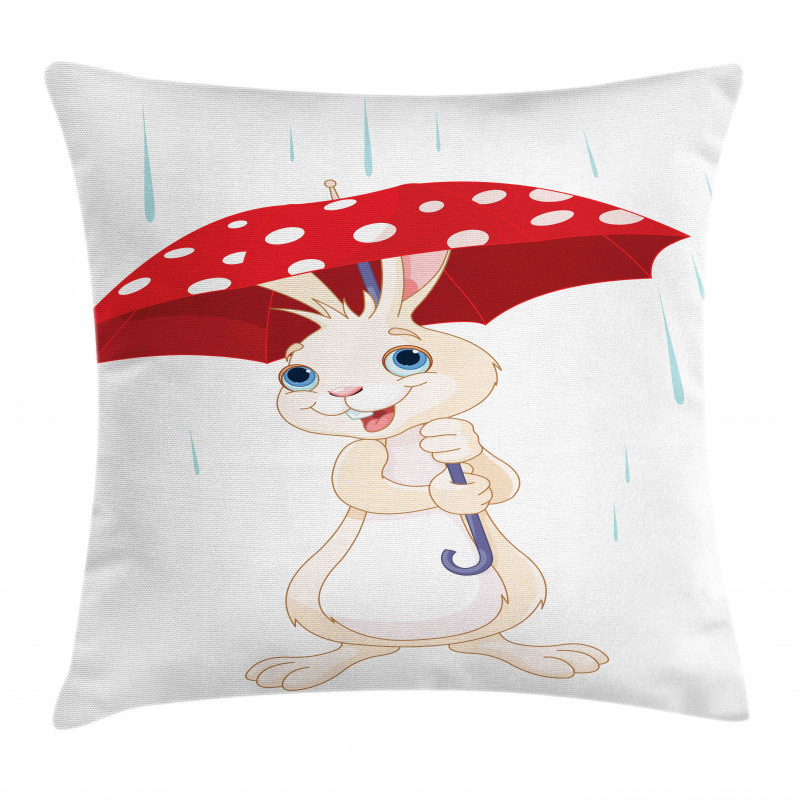 Little Animal with Umbrella Pillow Cover