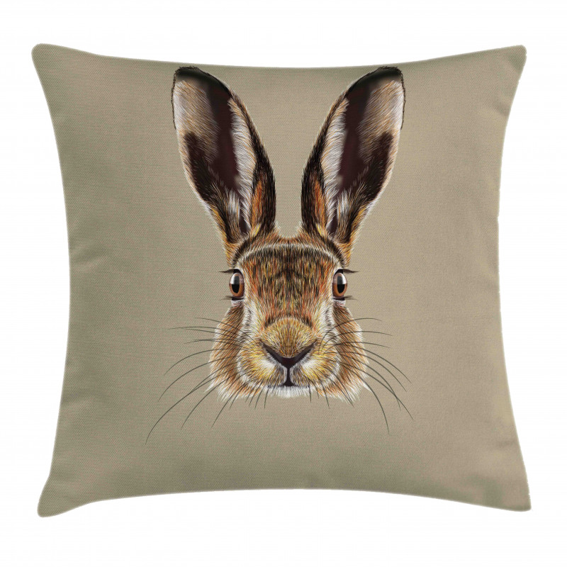 Face of a Wild Hare Realistic Pillow Cover