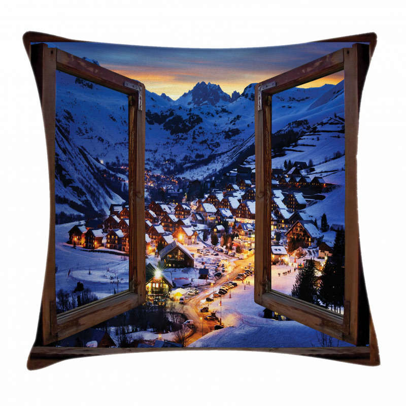 Winter Season Town Pillow Cover