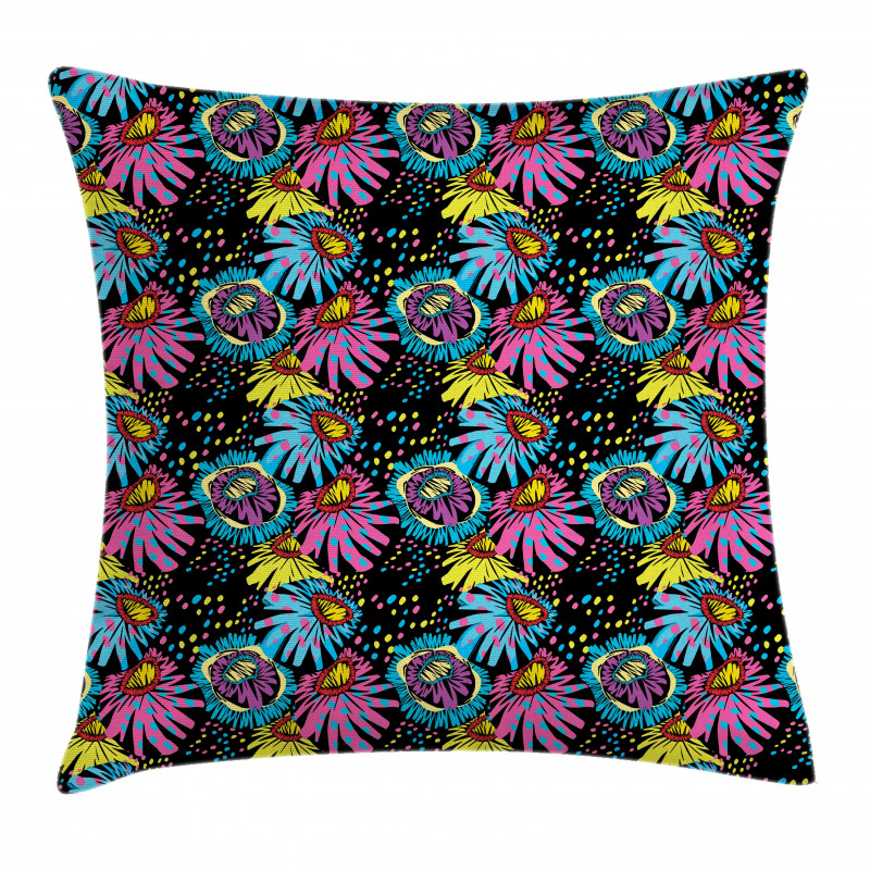 Sixties Colorful Cartoon Pillow Cover