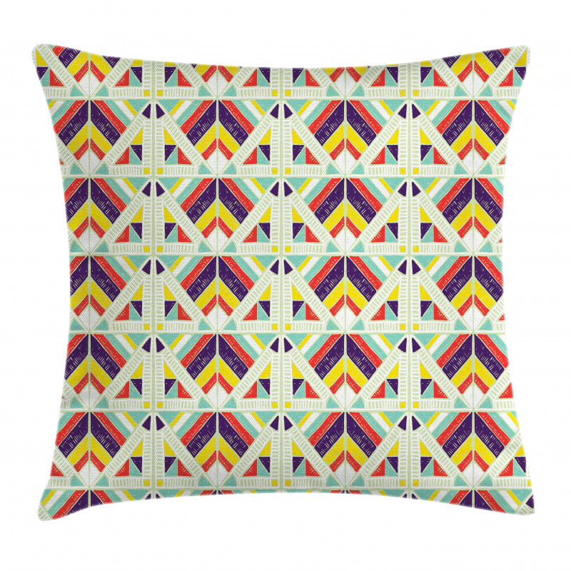 Colorful Stripe and Triangle Pillow Cover