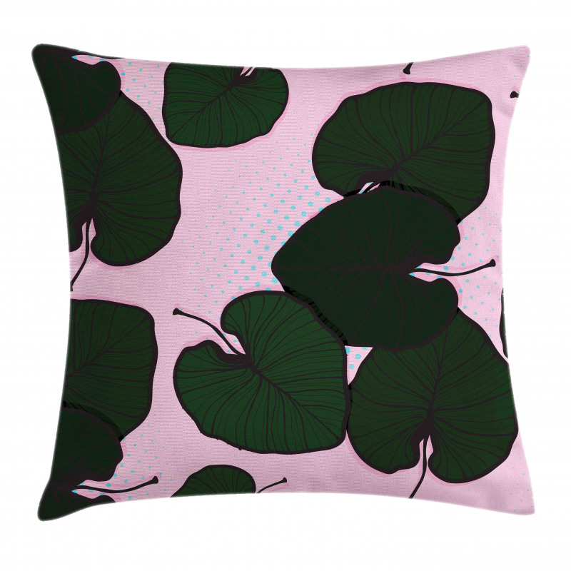 Tropical Foliage on Pink Pillow Cover