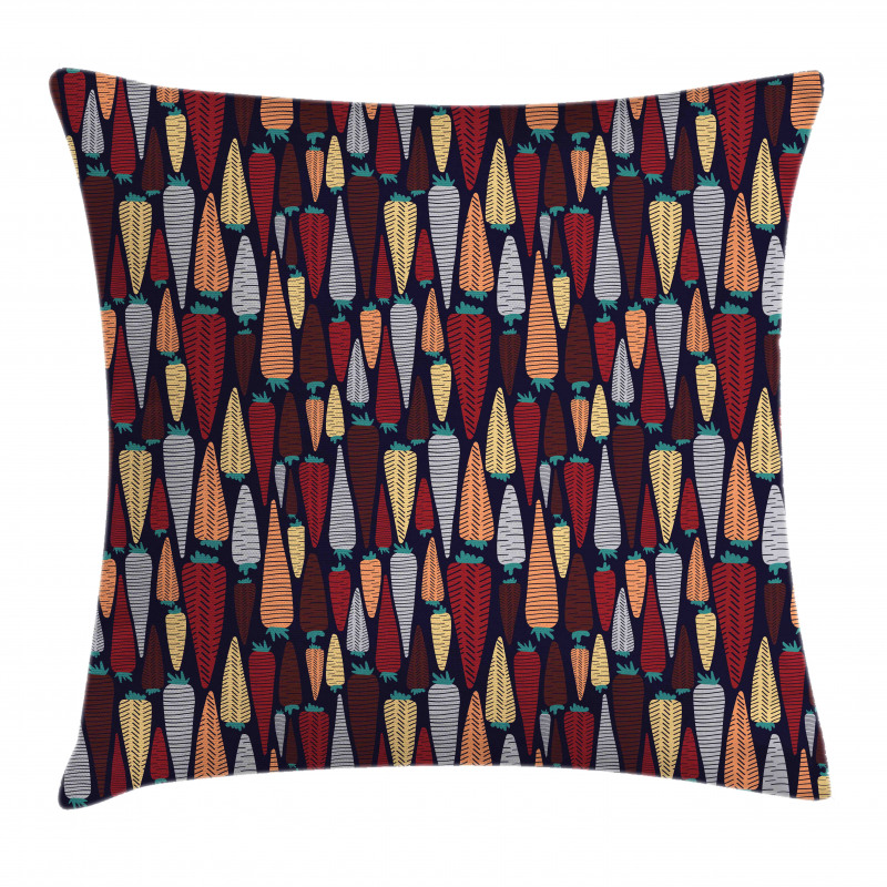 Root Vegetable Design Doodle Pillow Cover
