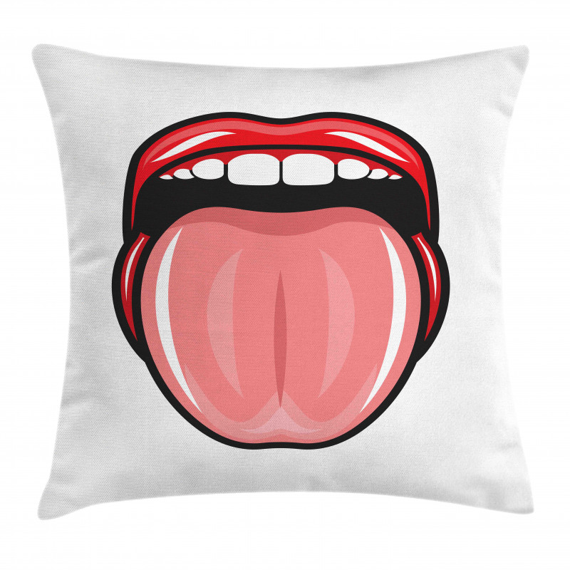 Open Mouth Tongue out Image Pillow Cover