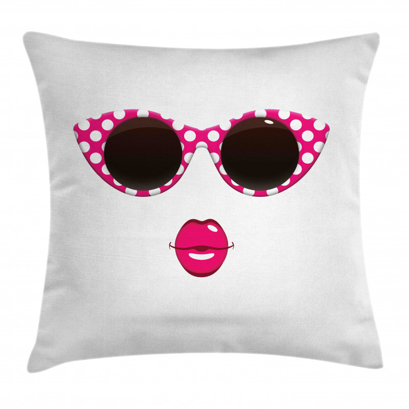 Polka Dot Cat Eye Sunglasses Pillow Cover