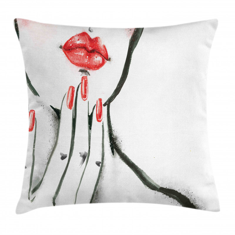 Red Nails and Blushed Cheeks Pillow Cover