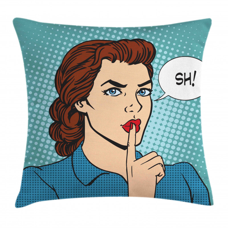 Top Secret Silence Retro Woman Pillow Cover