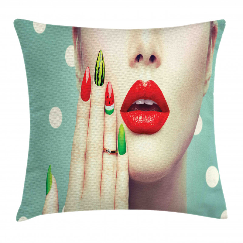 Watermelon Nail Art and Makeup Pillow Cover