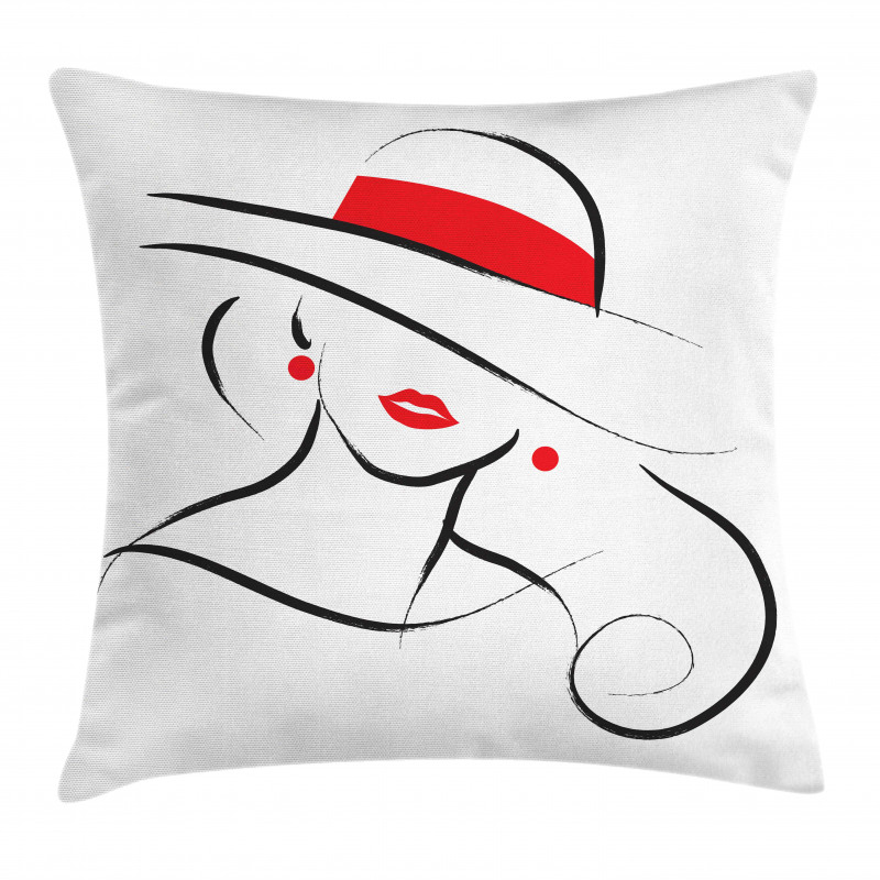 Black Stroke Contour Drawing Pillow Cover