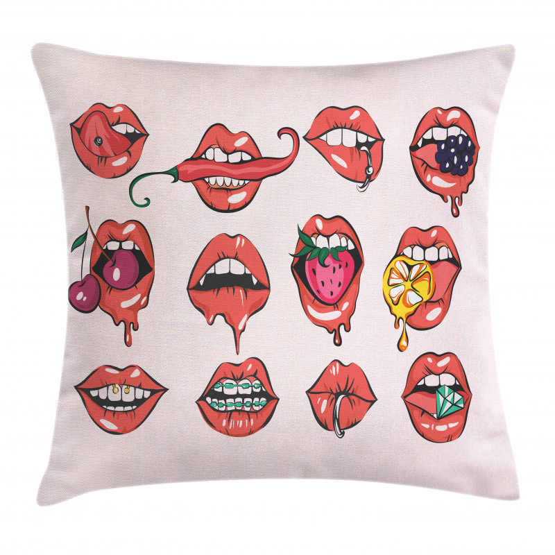 Pierced Tongue Teeth Braces Pillow Cover