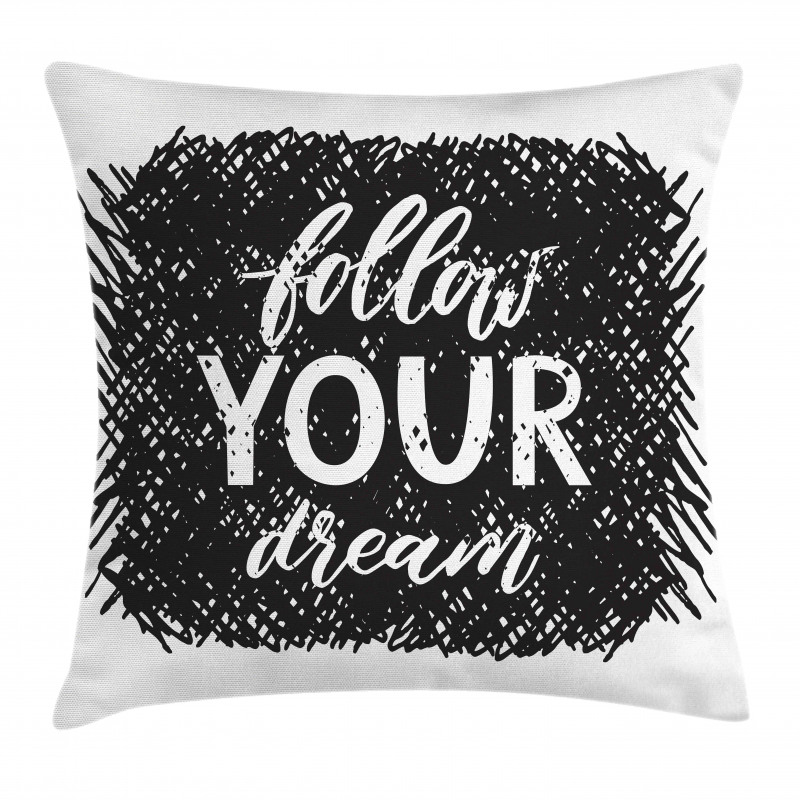 Words Grunge Black Scribble Pillow Cover