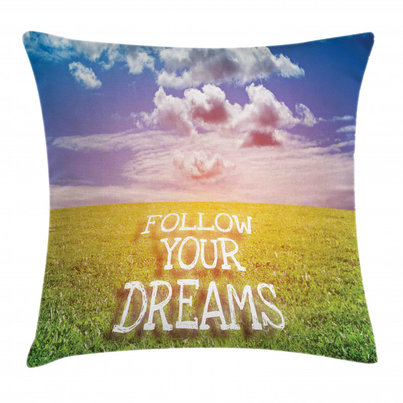 Green Field with Open Sky Pillow Cover