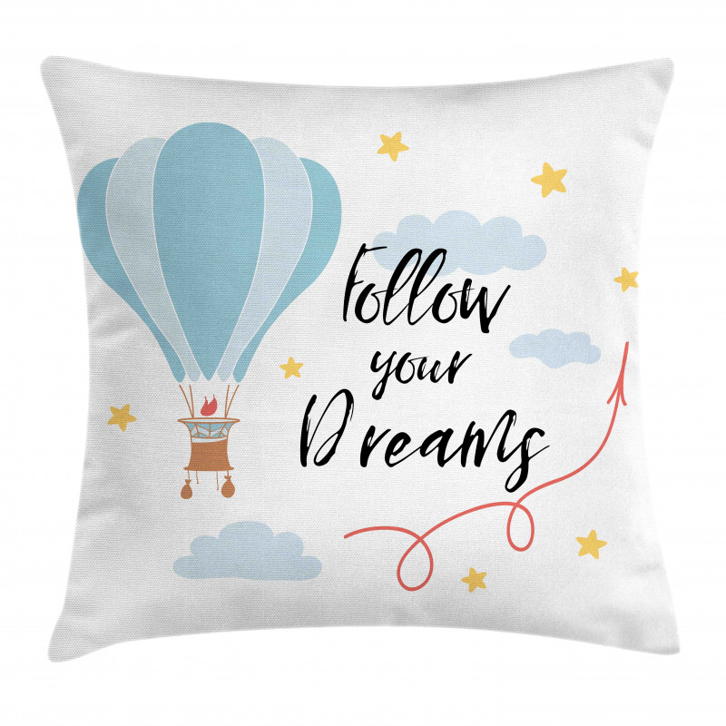 Hot Air Balloon Stars Clouds Pillow Cover