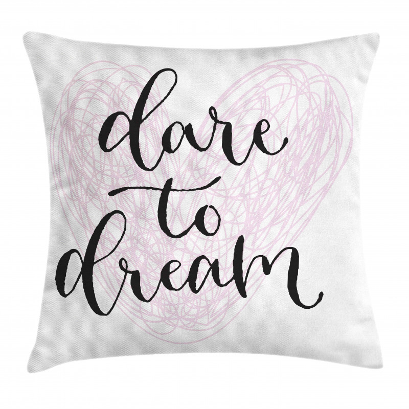 Dare to Dream Words Hearts Pillow Cover