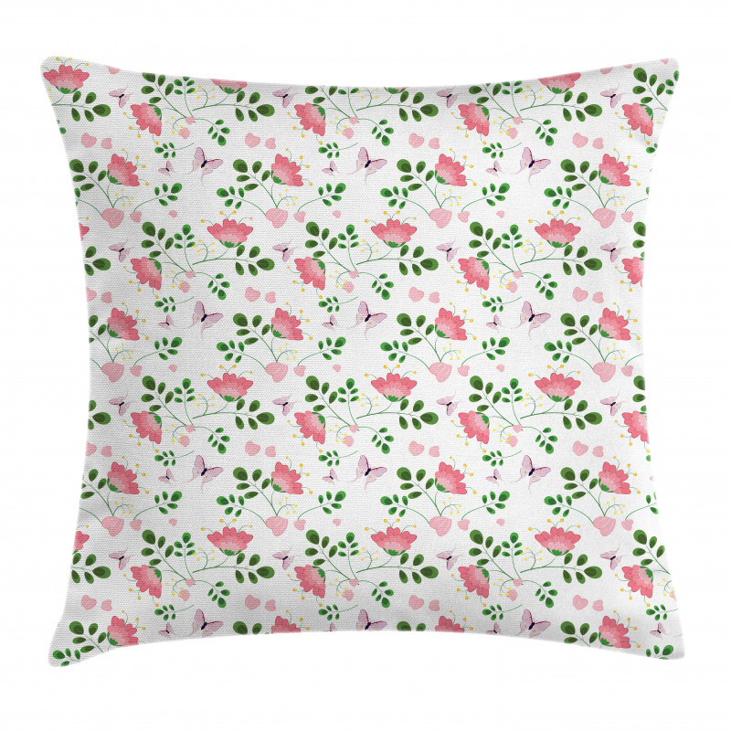 Flowers Butterflies Pillow Cover