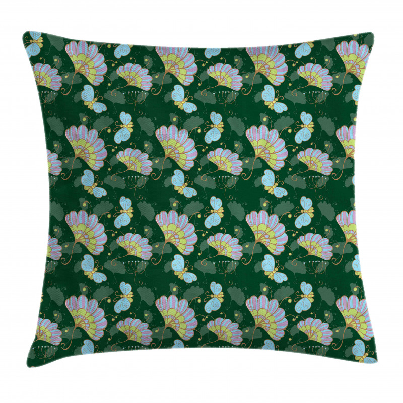 Cartoonish Flowers Butterfly Pillow Cover