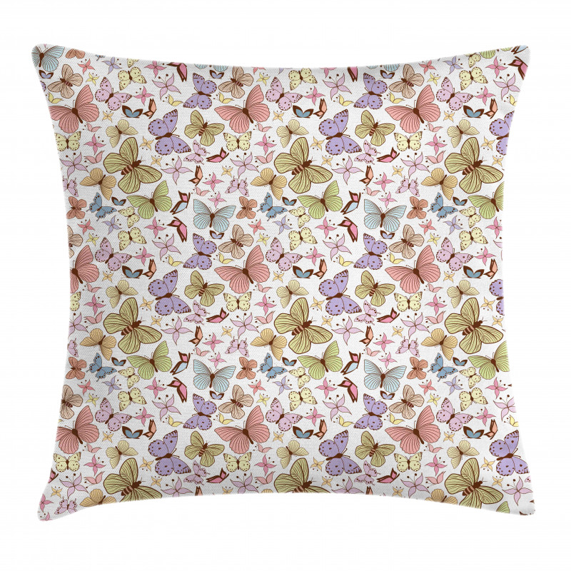 Doodle Motley Butterflies Pillow Cover