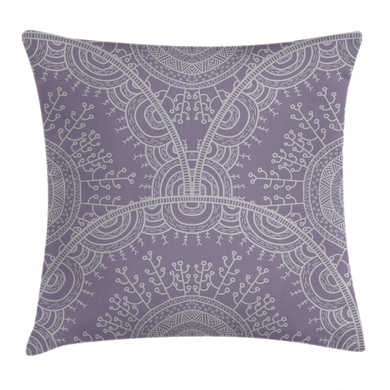 Oriental Themed Round Motif Pillow Cover