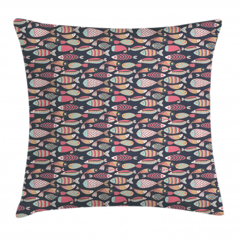 Marine Ornate Fish Doodle Pillow Cover