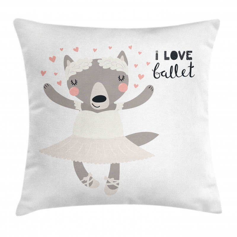 Ballerina Wolf in a Tutu Pillow Cover